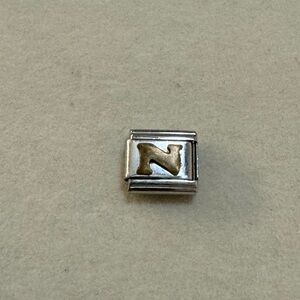 Silver and Gold Initial 'N' Charm